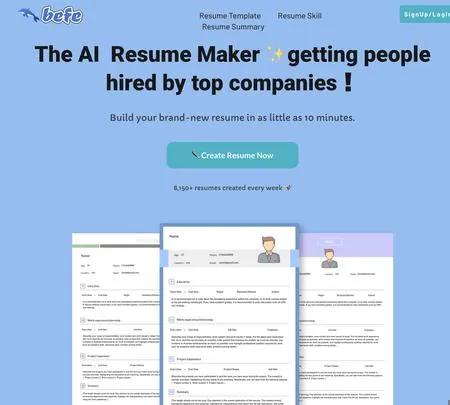 Screenshot of the site of Befe