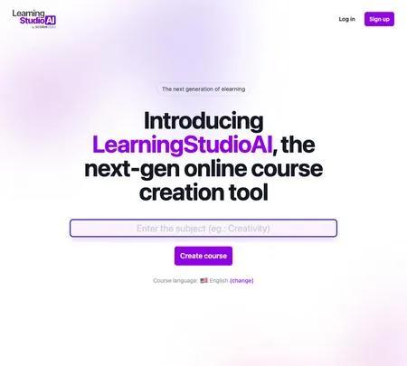 Screenshot of the site of LearningStudioAI