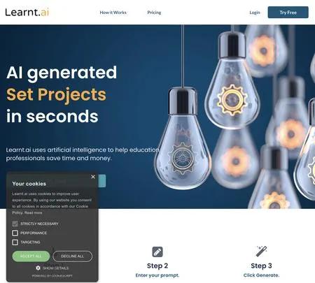 Screenshot of the site of Learnt