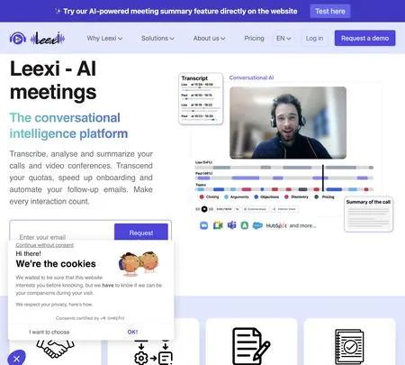 Screenshot of the site of Leexi