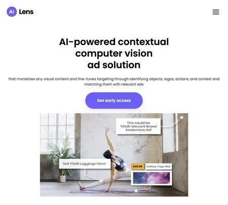 Screenshot of the site of LensAi