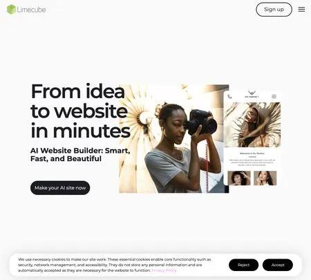 Screenshot of the site of Limecube