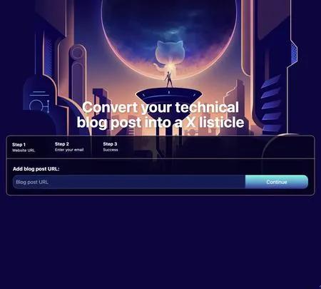 Screenshot of the site of Listicle Club