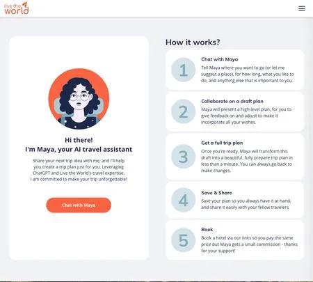 Screenshot of the site of Maya