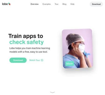 Screenshot of the site of Lobe AI