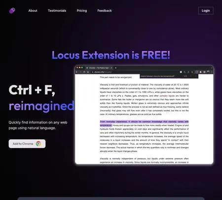 Screenshot of the site of Locus