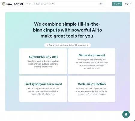 Screenshot of the site of Lowtech