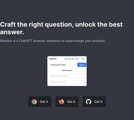 Screenshot of the site of Maestro