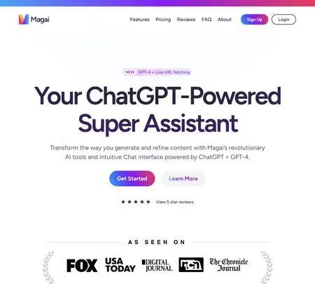 Screenshot of the site of Magai