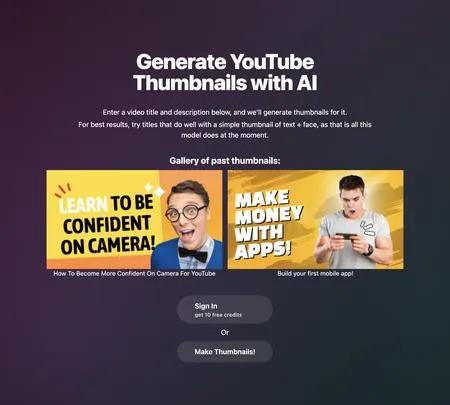 Screenshot of the site of Magic Thumbnails