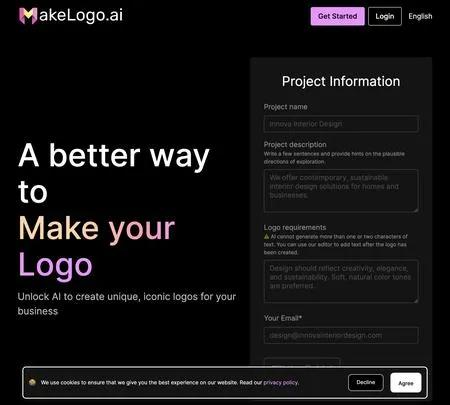 Screenshot of the site of Make Your Logo