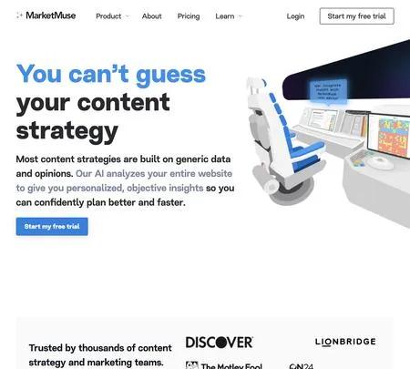 Screenshot of the site of MarketMuse