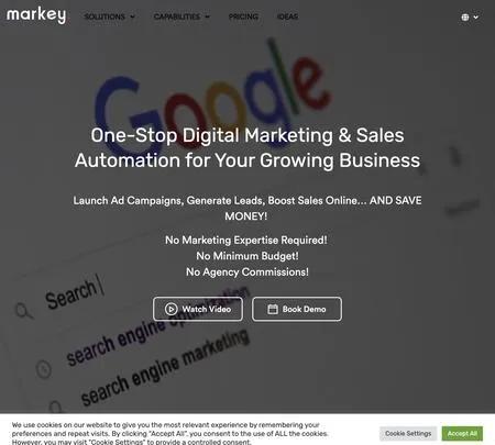 Screenshot of the site of Markey