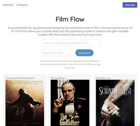 Screenshot of the site of Film Flow