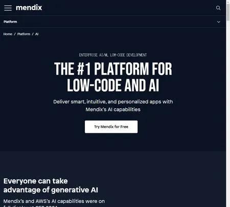 Screenshot of the site of Mendix