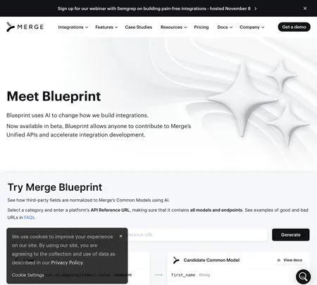 Screenshot of the site of Blueprint