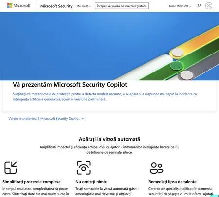 Screenshot of the site of Microsoft Security Copilot