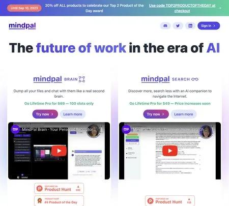 Screenshot of the site of MindPal