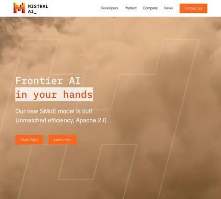 Screenshot of the site of Mistral AI