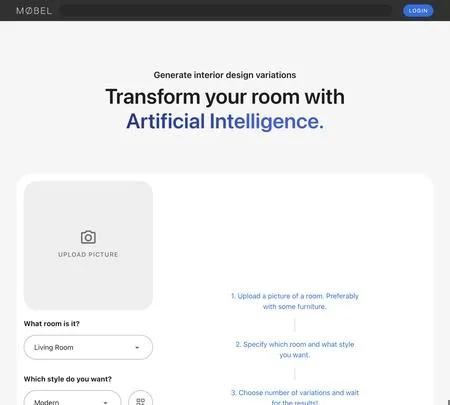 Screenshot of the site of Mobel