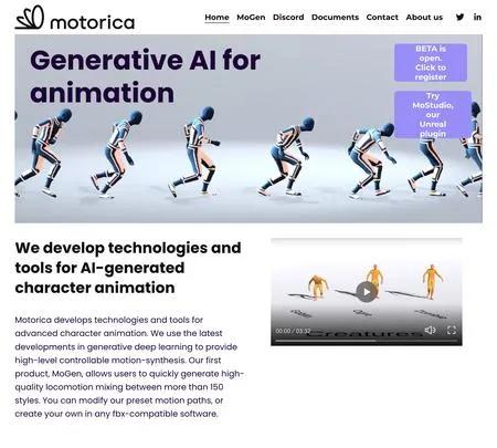 Screenshot of the site of Motorica