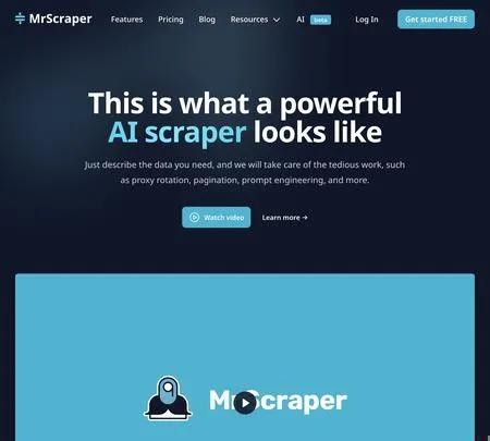 Screenshot of the site of MRScraper