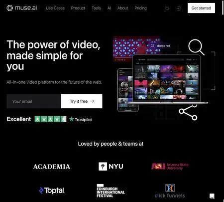Screenshot of the site of muse.ai
