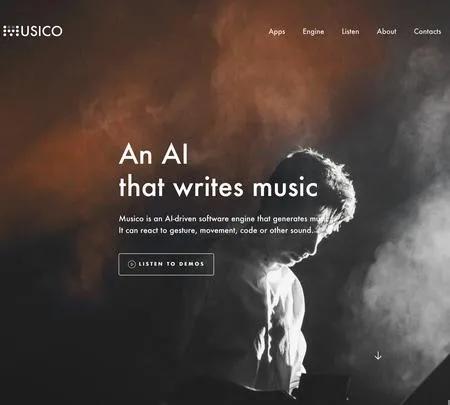 Screenshot of the site of Musico