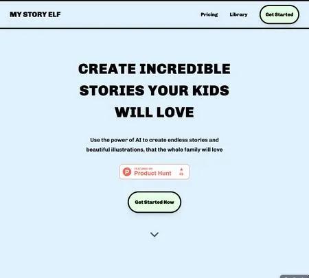 Screenshot of the site of My Story Elf