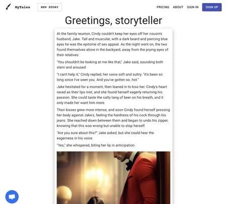 Screenshot of the site of Mytales