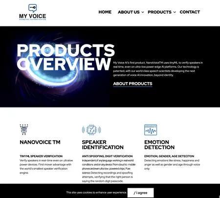 Screenshot of the site of My Voice AI