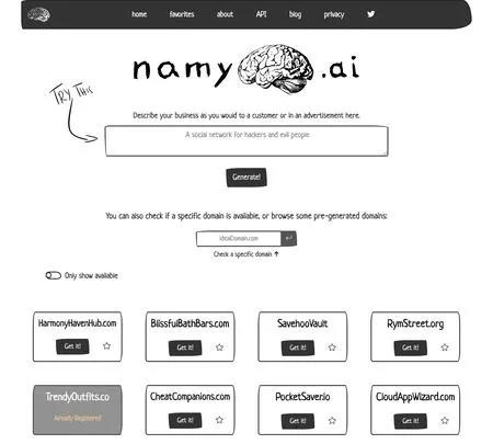 Screenshot of the site of Namy AI