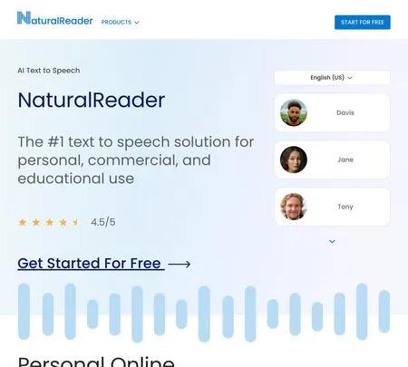 Screenshot of the site of NaturalReader