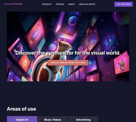 Screenshot of the site of neural frames