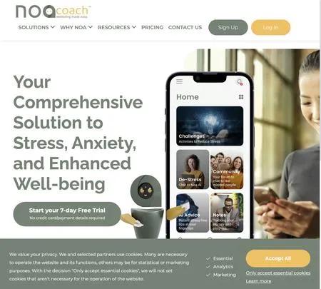 Screenshot of the site of Noa Coach