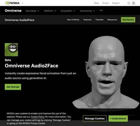 Screenshot of the site of Omniverse Audio2Face