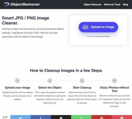 Screenshot of the site of Object Remover