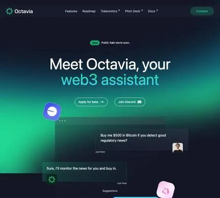 Screenshot of the site of Octavia AI