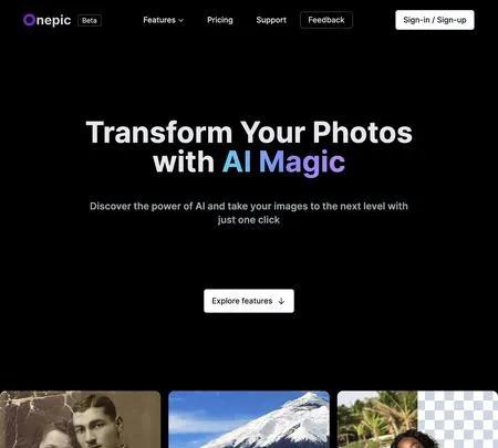 Screenshot of the site of Onepic