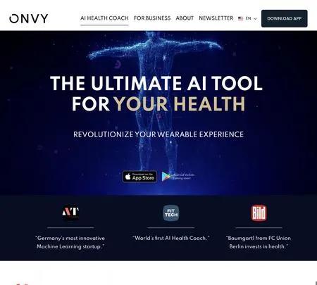 Screenshot of the site of ONVY