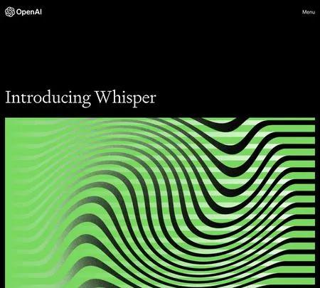 Screenshot of the site of Open AI Whisper