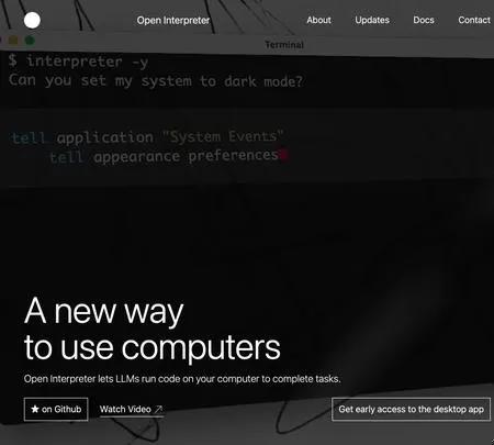 Screenshot of the site of Open Interpreter