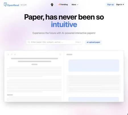 Screenshot of the site of OpenRead