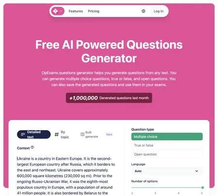 Screenshot of the site of OpExams