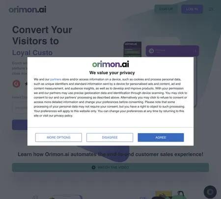 Screenshot of the site of Orimon