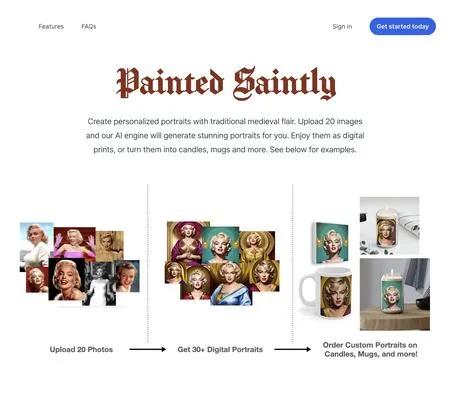 Screenshot of the site of Painted Saintly