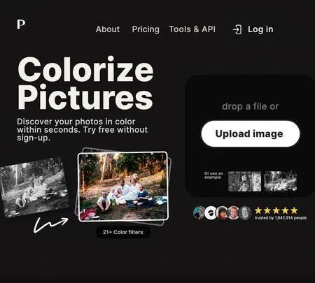 Screenshot of the site of Colorize Pictures