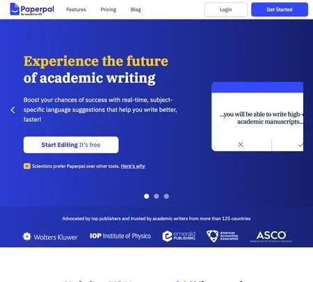 Screenshot of the site of Paperpal