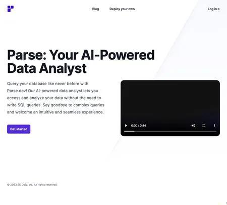 Screenshot of the site of Parse.dev