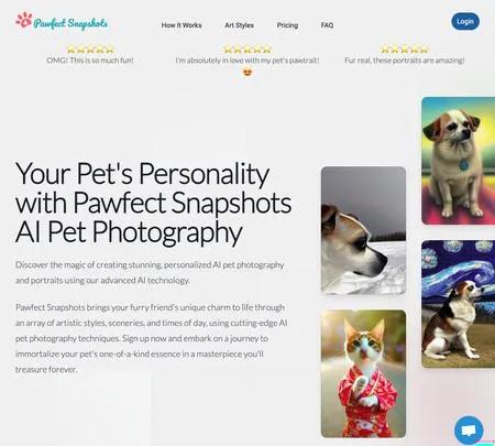 Screenshot of the site of Pawfect Snapshots